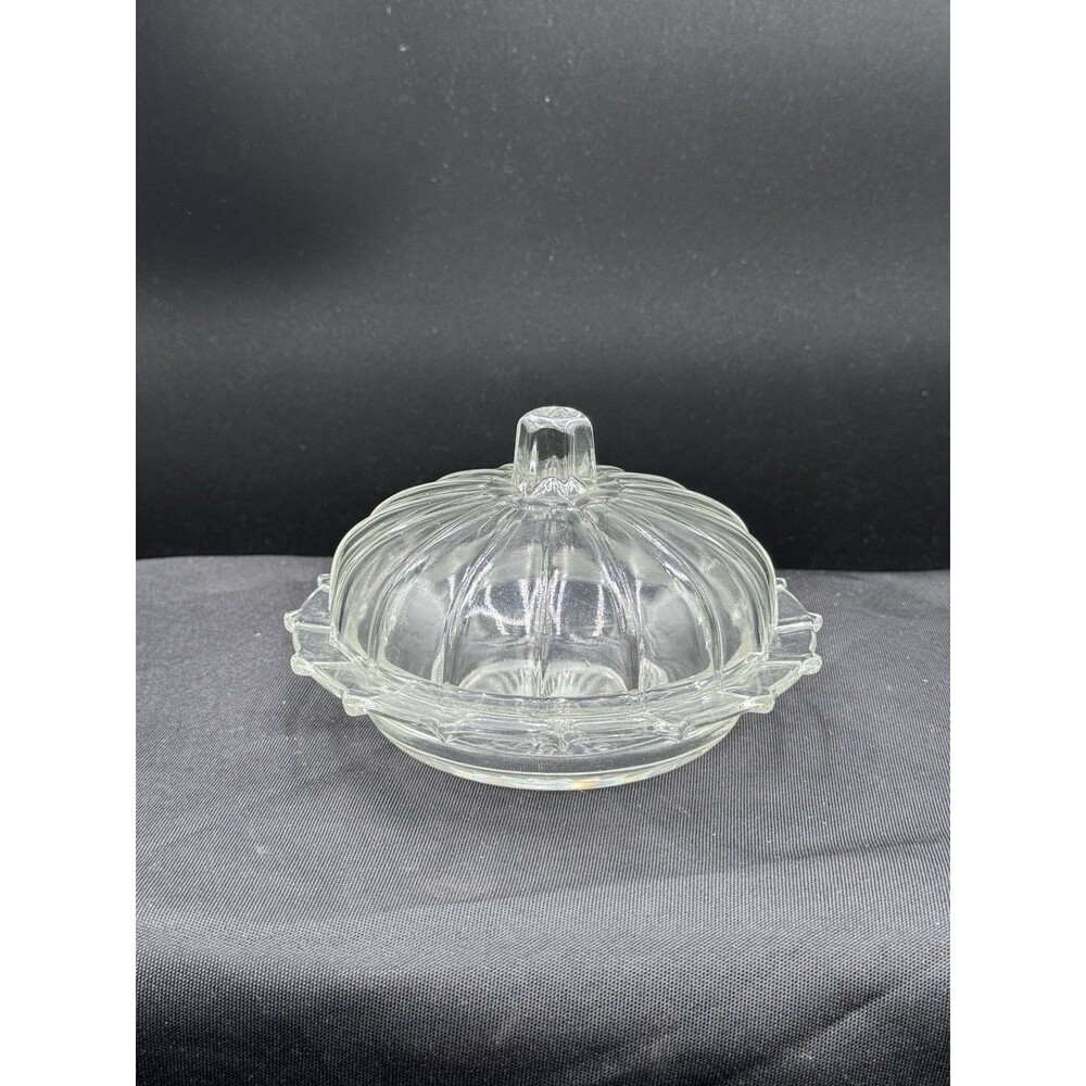 Glass Pumpkin Shaped Covered Dish